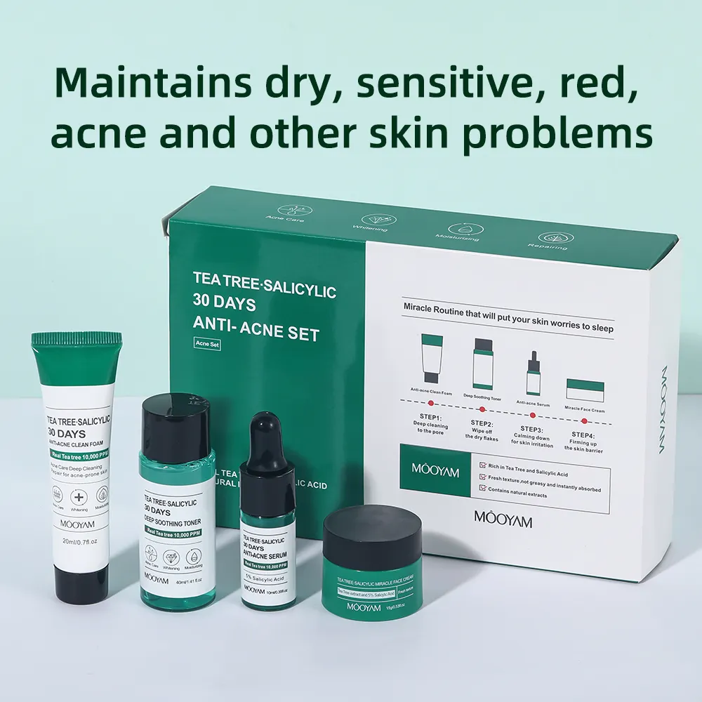 Pure Natural Tea Tree Oil Acne Treatment Skin Care Set Dark Spots Pimples Remover Acne Treatment Skincare Set 600
