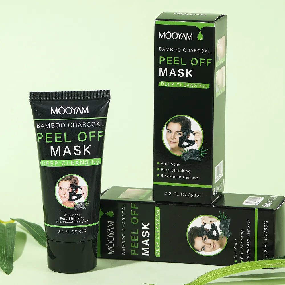 OEM Private Label Activated Bamboo Charcoal Peel Off Mask Best Blackhead Remover Clean Pores Facial Mask 608