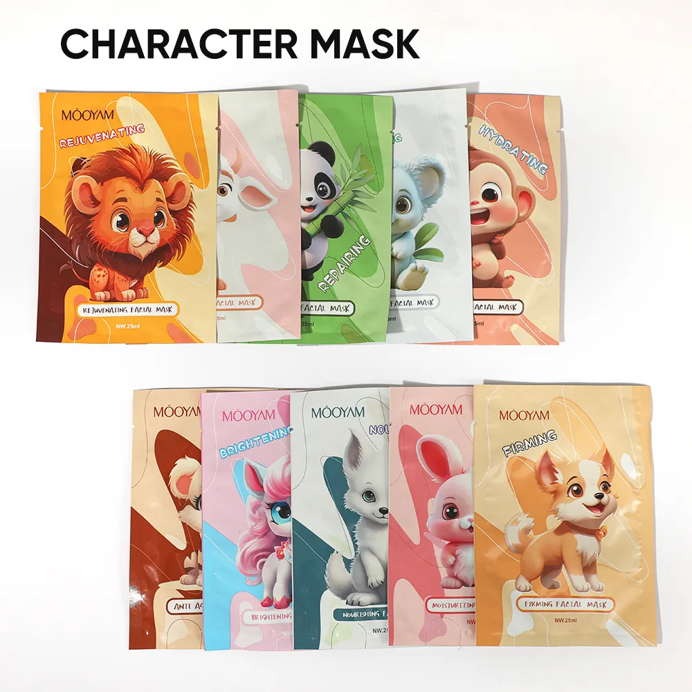 Privated Label Animals Tiger Sheet Masks Moisturizing Whitening Facial Animal Organic Cotton Beauty Face Mask 636