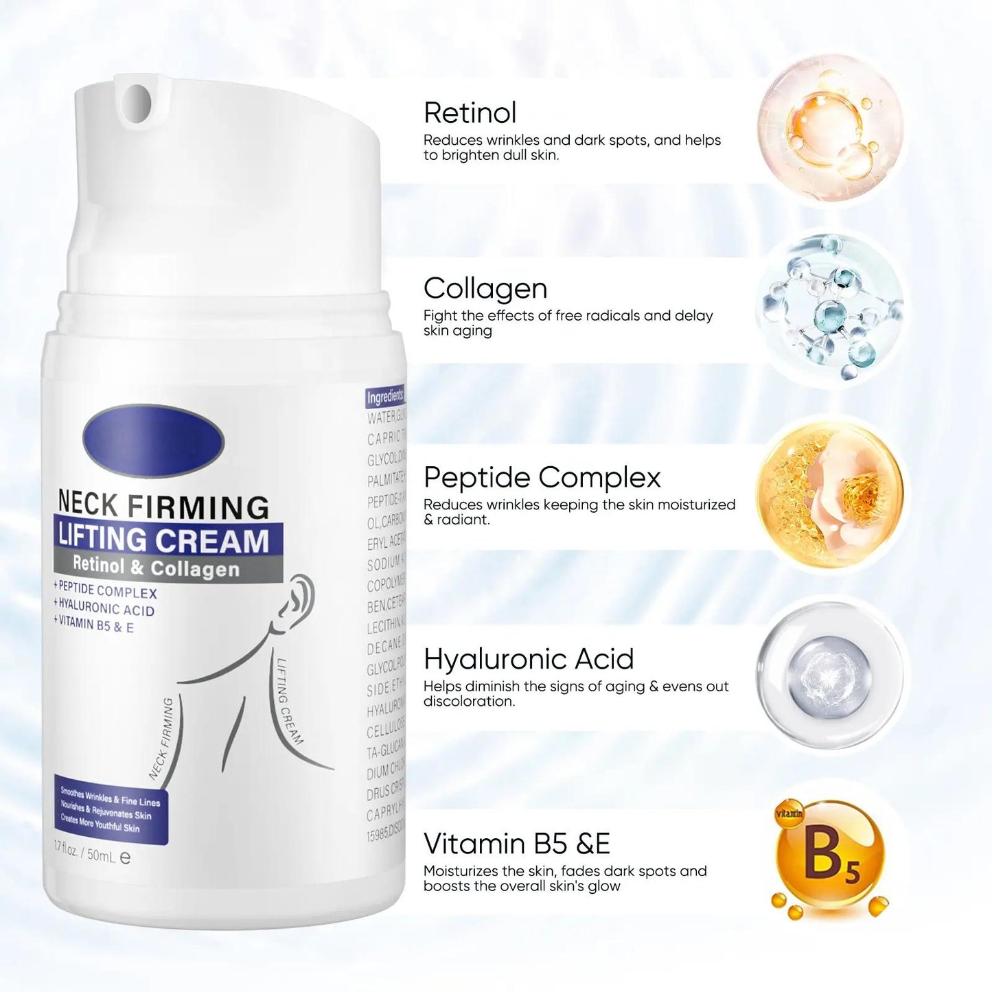 Private Label Natural Organic Firming Neck Cream Wrinkle Remover Anti-aging Whitening Moisturizing Retinol Neck Cream 732