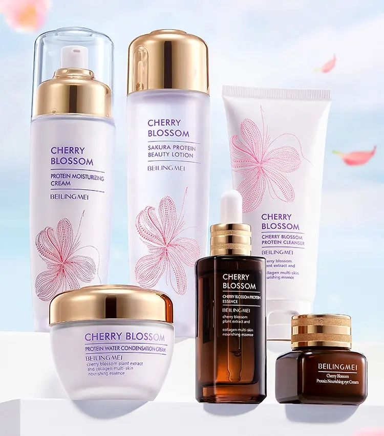 Cherry Blossom Protein Anti Aging Set Whitening Brightening Moisturizing Organic Vegan Beauty Facial Set 932