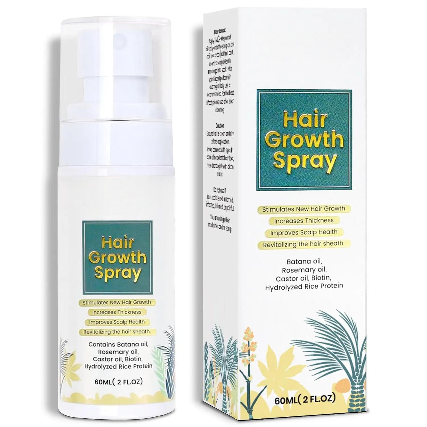 Private Label Hair Regrowth Thickening Hair Spray Natural Hair Growth Oil Spray with Batana Rosemary Biotin Caffeine 959