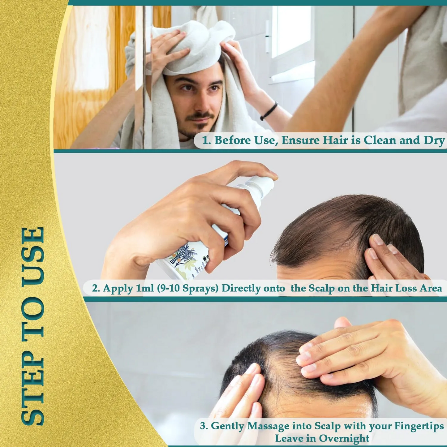 Private Label Hair Regrowth Thickening Hair Spray Natural Hair Growth Oil Spray with Batana Rosemary Biotin Caffeine 959