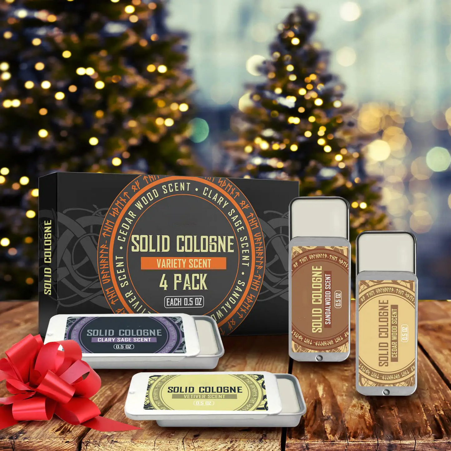 4 Pack/Set Mens Solid Colognes Men 0.5 Oz - Men Solid Perfume with Cedar Wood, Clary Sage, Vetiver, Sandalwood Cologne for Men 965