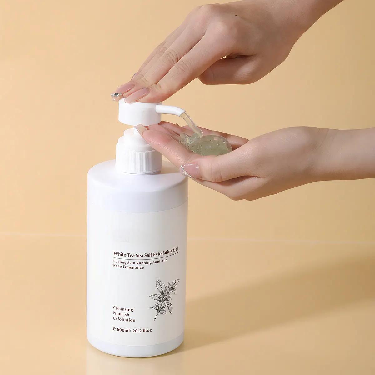 600ml White Tea Sea Salt Exfoliating Gel Face Body Scrub Peeling Cleansing Scrub Gel Dead Skin Removal Skin Care Peeling Gel 1027