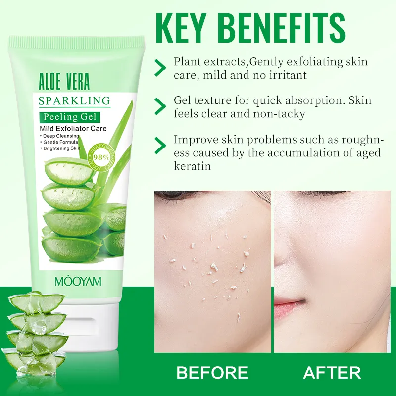 Private Label Exfoliating Aloe Sparkling Peeling Gel Dead Skin Removal Natural Deep Exfoliator Scrub Cleansing Peeling Gel 1029