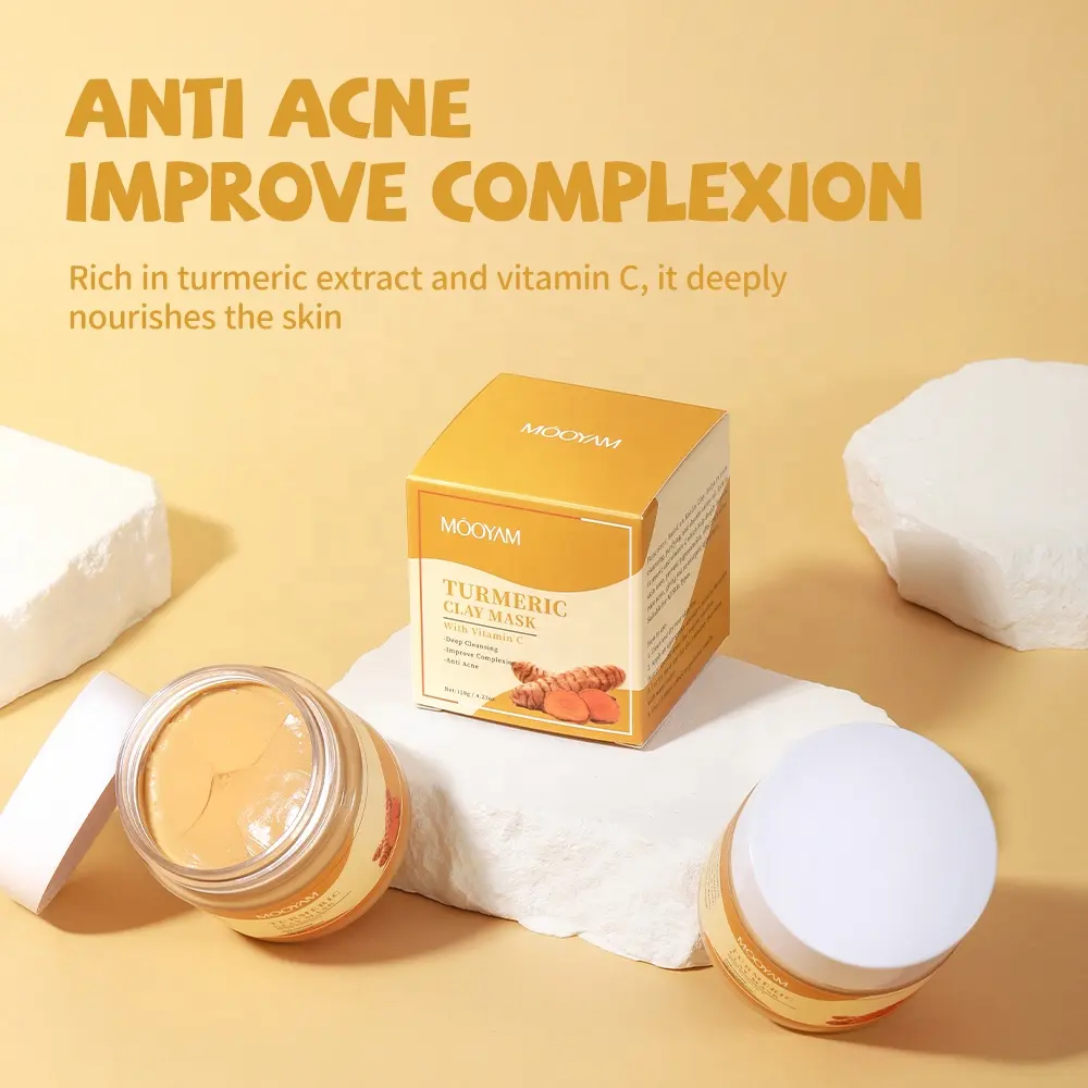 Private Label Turmeric Mud Facial Mask Skin Care Vitamin C Turmeric Clay Mask 1031