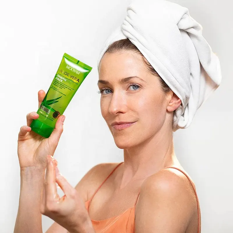 Private Label Aloe Vera with Green Tea Extract and Hyaluronic Acid Sleeping Pack-No Parabens Silicones & Color 1038