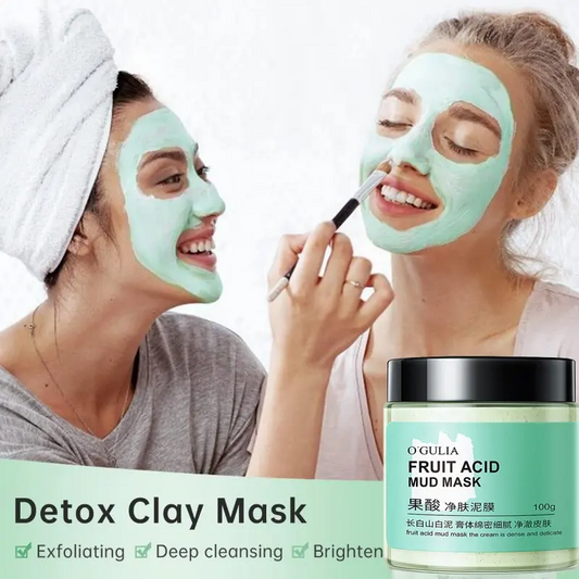 Private Label 100g Fruit Acid Cleansing Mud Mask Acne Blackhead Pore Purifying Treatment Facial Clay Mask 1040