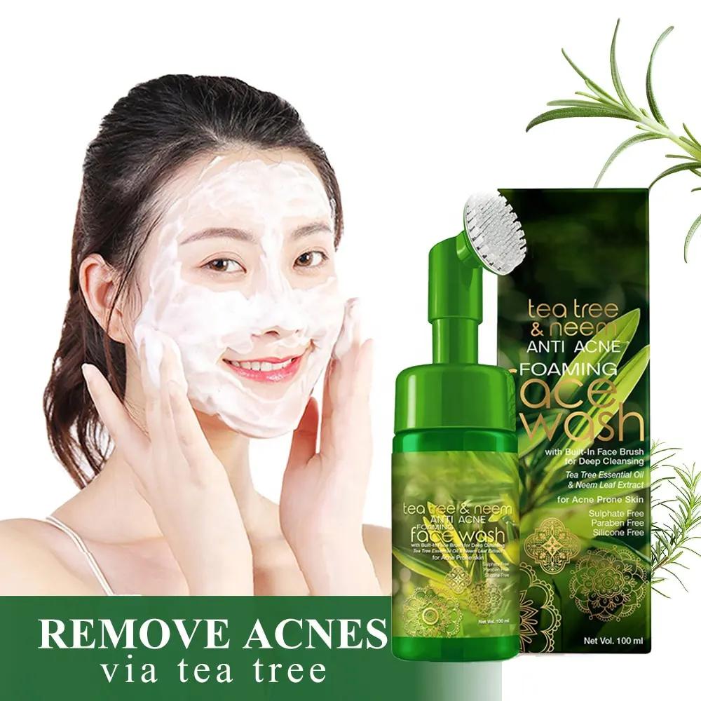 Tea Tree & Neem Anti Acne Foaming Face Wash Facial Acne Treatment Cleanser Remove Blackhead Bubble Shrink Pore Acne Facial Wash 1046