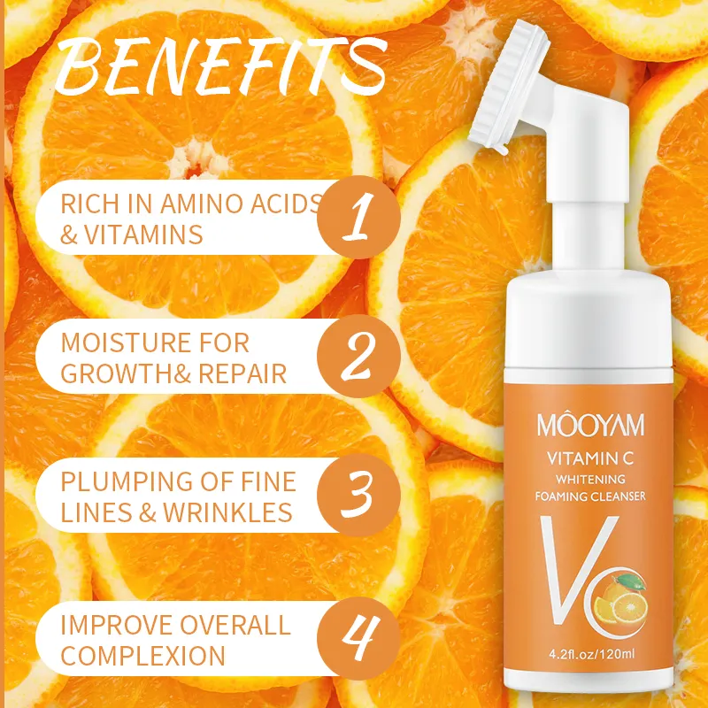 OEM wholesale skin brighten pore cleansing face cleanser oragnic face fomaing moisturizing vitamin c face wash 1050