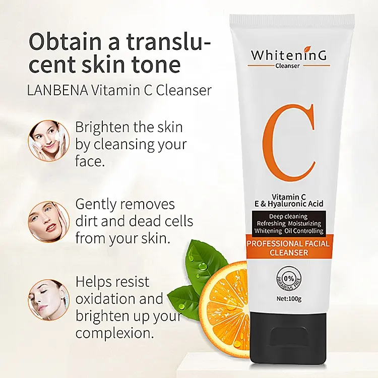 Private Label Skin Care Pore Cleanser Anti Acne Smoothing Brightening Whitening VC Wash Cleanser 1054