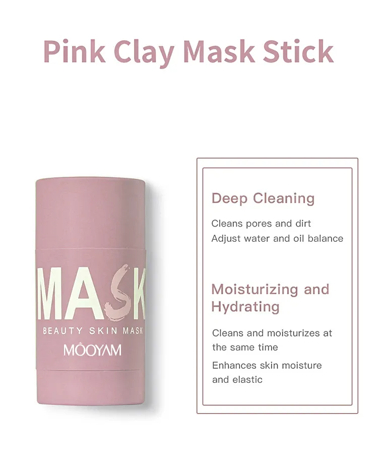 Wholesale Organic Australian Kaolin Beauty Mask Bentonite Stick Facial Mask Brightening Detox Private Label Pink Clay Mask 1067