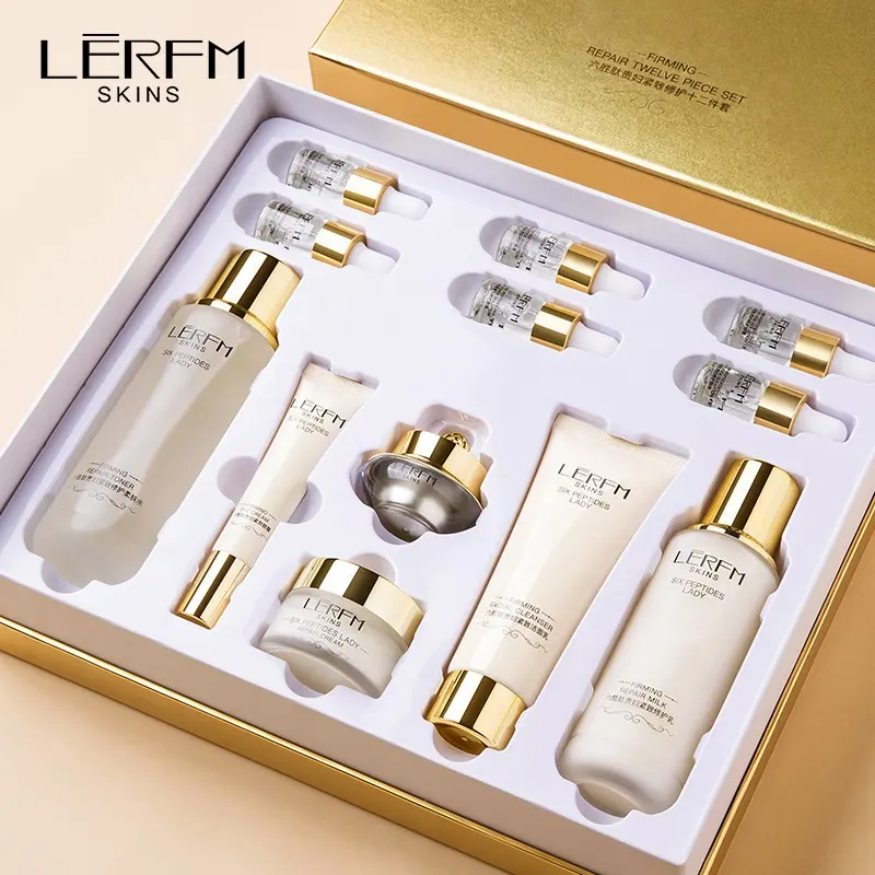Professional six peptide anti age brilliant rejuvenating 24k gold luxury skincare full set skin care set for women 1127