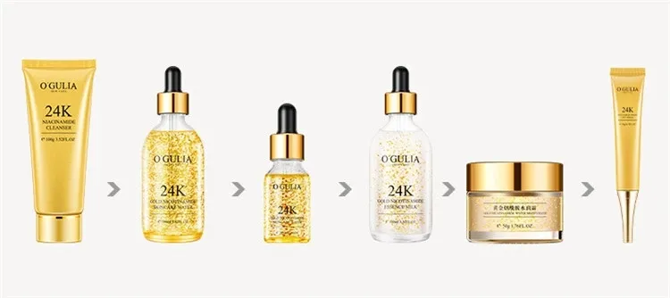 24K gold korean beauty 6 products Anti-aging private label skin care sets with logo caviar skin care set 1129