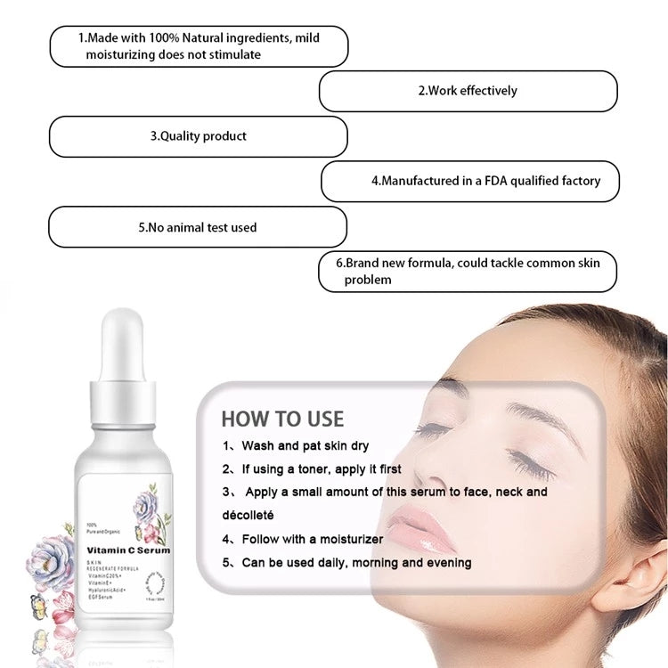 OEM Factory Whitening VC Essence Moisturizing Hydrating Facial Skin Care Vitamin C Original Liquid Serum 003