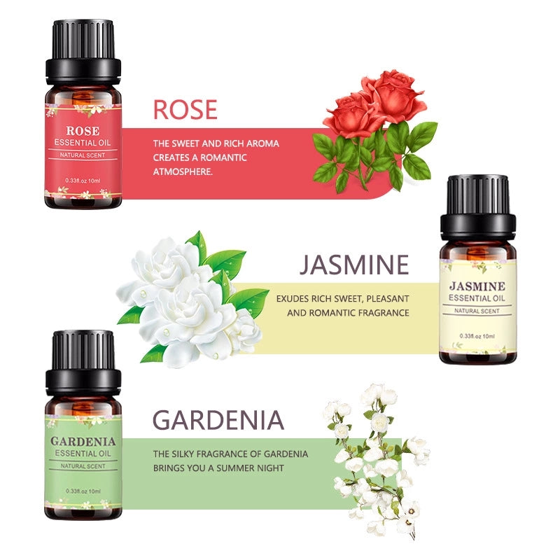 OEM & ODM Wholesale 6 Pieces Rose, Jasmine, Gardenia, Ylang Ylang, White Tea, Cherry Blossoms Essential Oil Set Manufacturer 082