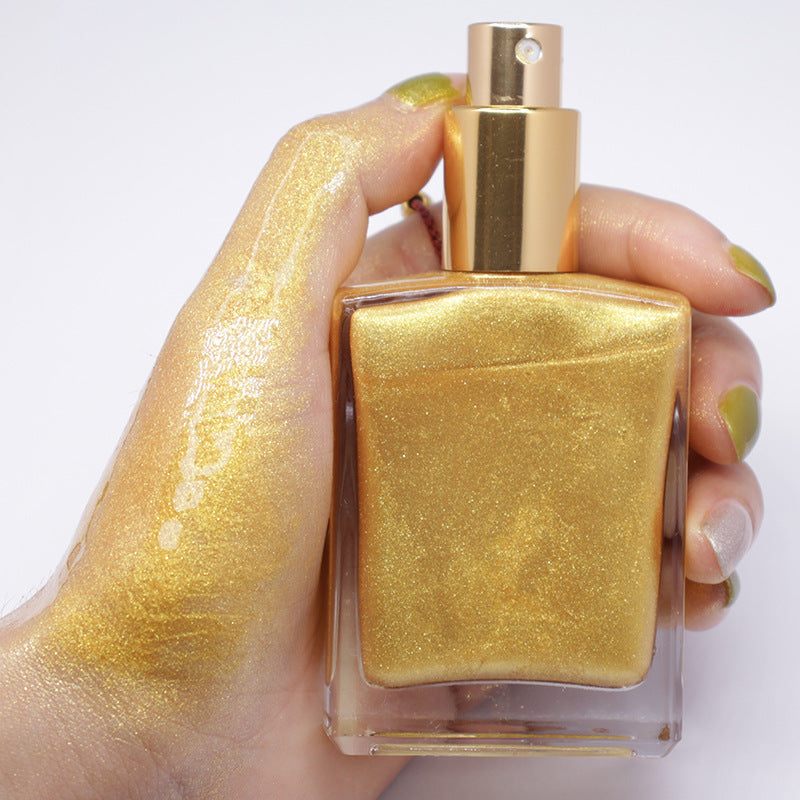 OEM Wholesale Personal Brand Gold Shimmer Oil Highlight Spray, Glitter Highlight Oil, Body Contour Highlight Custom 110