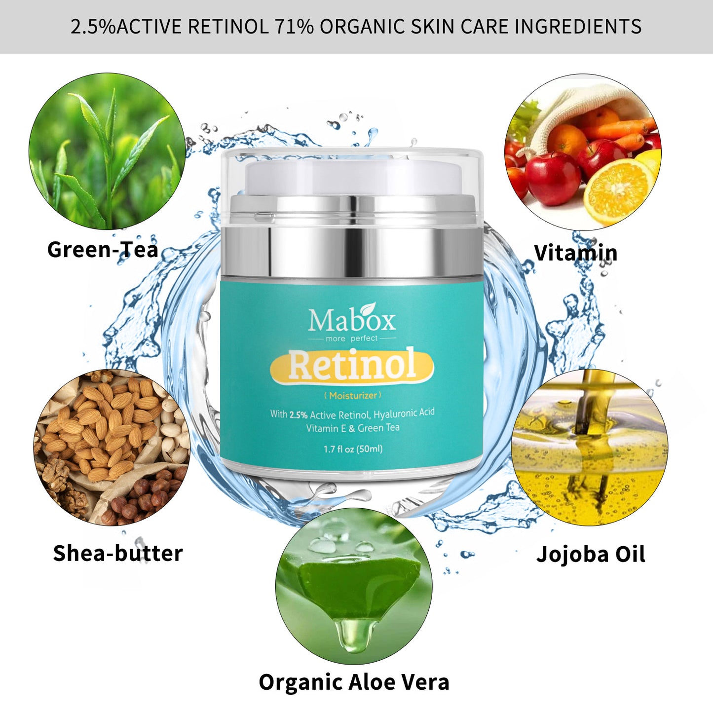 Wholesale Retinol Moisturizer Cream, Hyaluronic Acid, Vitamin E, Green Tea Fical Cream Supplier 306