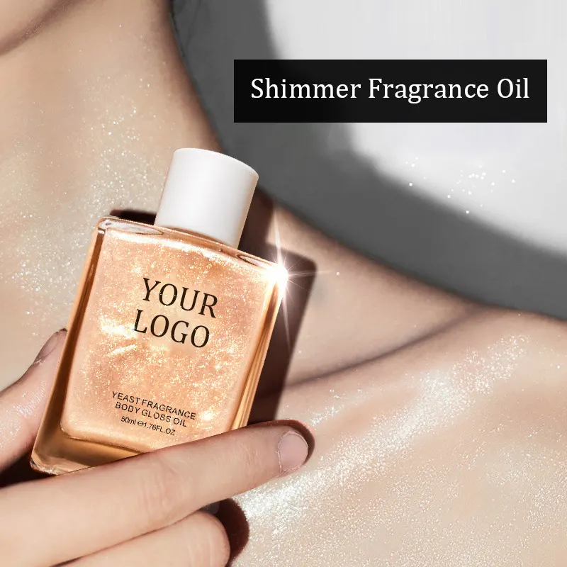 Highlight Makeup Glitter Private Label Gold Body Glow Liquid Highlighter Cream Body Shimmer Oil 093