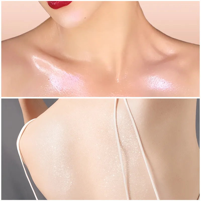 Highlight Makeup Glitter Private Label Gold Body Glow Liquid Highlighter Cream Body Shimmer Oil 093