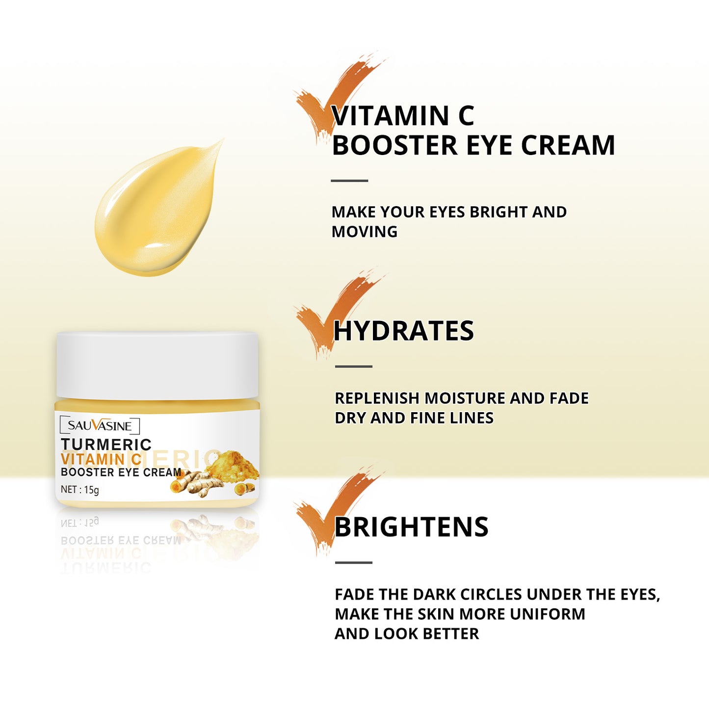 Wholesale Turmeric Vitamin C Eye Cream, VC Brightening Eye Cream, Moisturizing, Lightening Fine Lines and Reducing Black Eyecircles 368