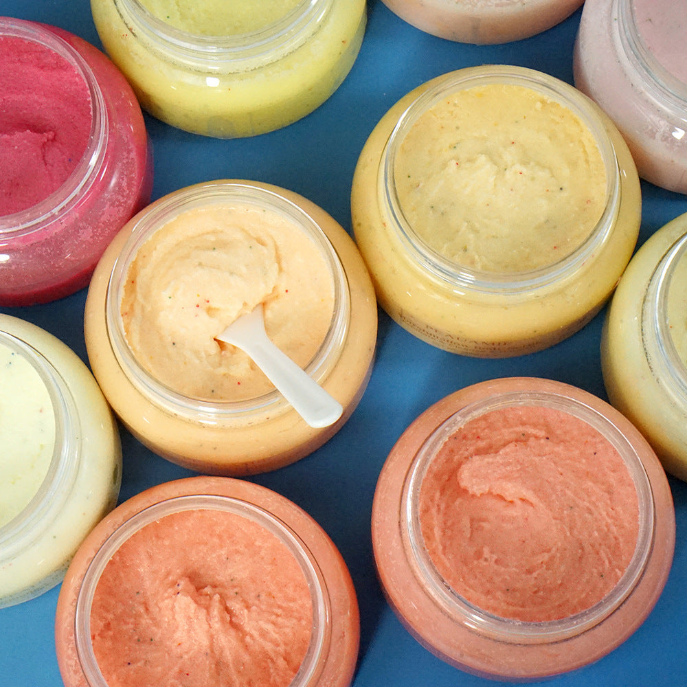 OEM Customized Orange Carrot Marshmallow Fruit Scrub, Softening Cuticles, Body Massage, Cleansing Bath Salt Scrub 120
