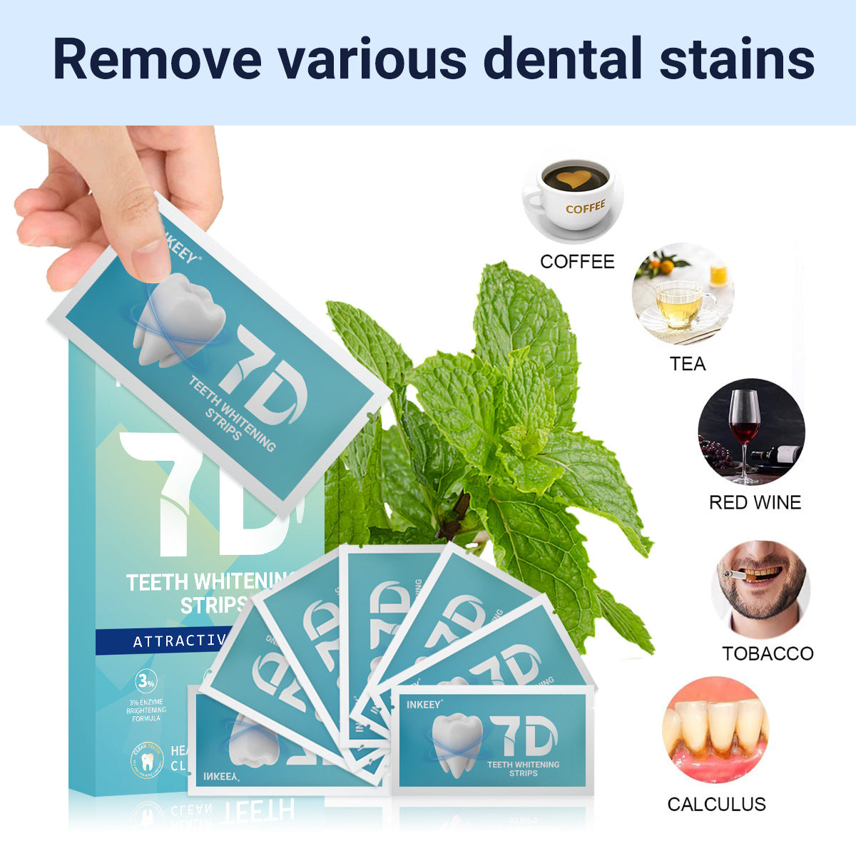 OEM & ODM 7D Teeth Stain Remover, Whitening and Yellowing Remover, Tartar Remover, Whitening Teeth Strip 025