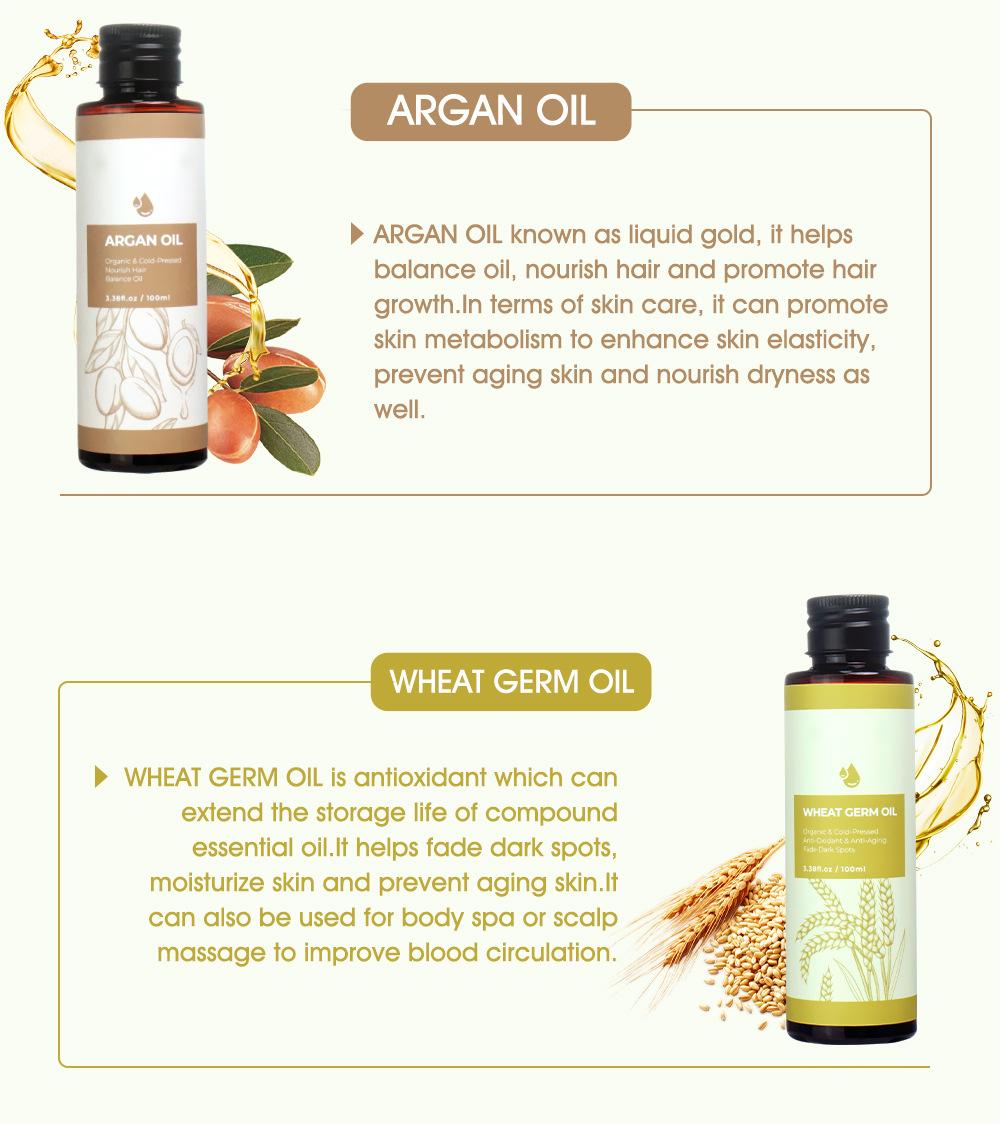 Wholesale Customized Pure 100ML Argan Oil, Nourishing Hair and Body Massage Oil, Natural Organic Basic Oil Manufacturer 215