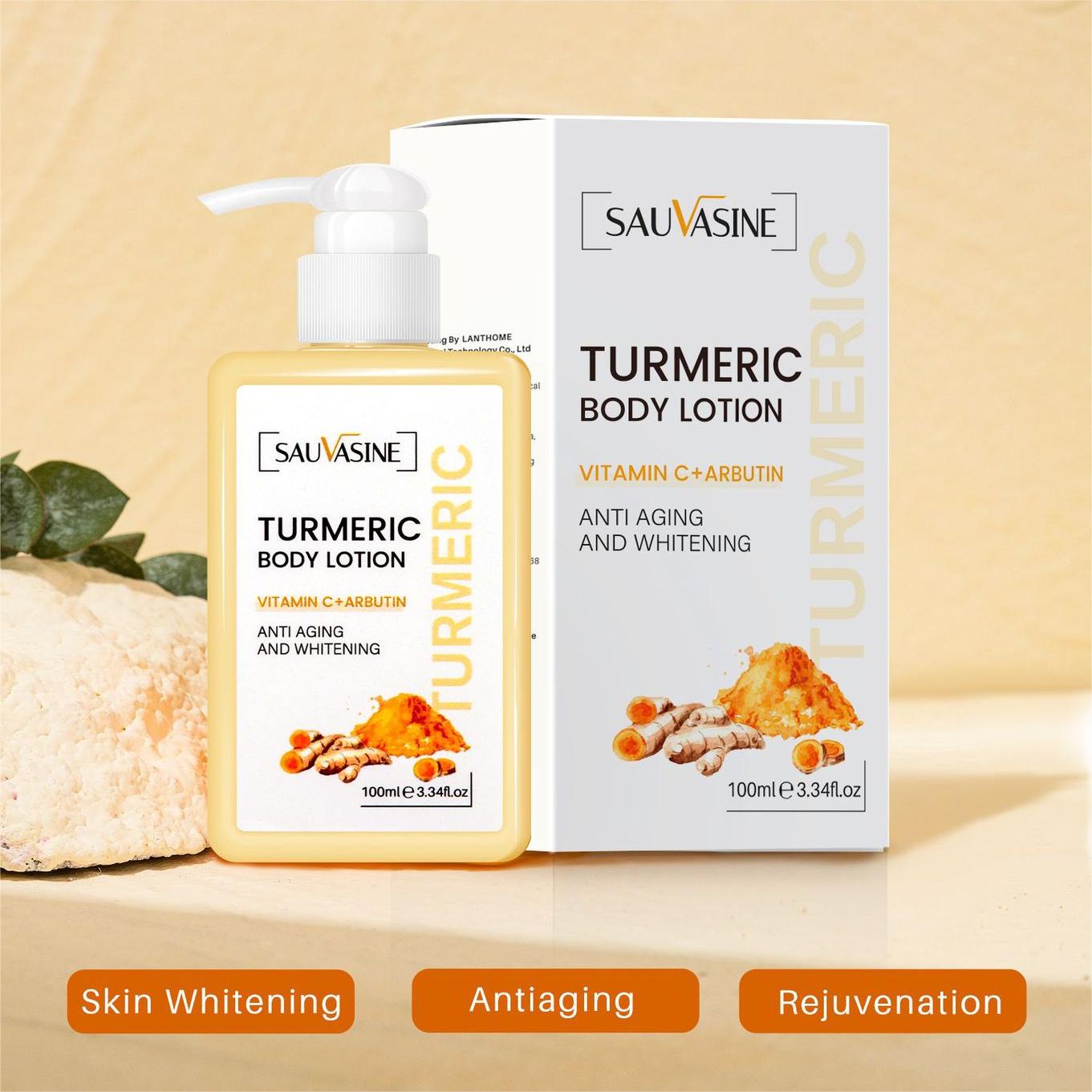 Wholesale Turmeric Body Milk, Back Acne Treament, Whitening and Brightening Skin, Mild and Non irritating Body Lotion 370