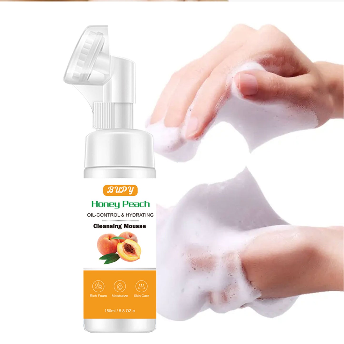 Wholesale Honey Peach Cleansing Mousse, Moisturizing, Gentle Oil Control, Facial Cleanser Manufacturer 327