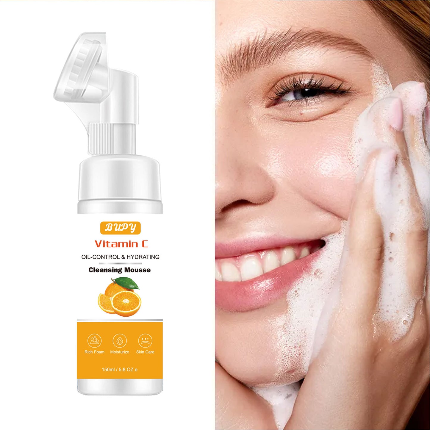 Customized Sweet Orange Vitamin C Facial Cleansing Mousse, Moisturizing, Cleansing and Makeup Removal 2-in-1, Amino Acid Facial Cleansing Mousse 328