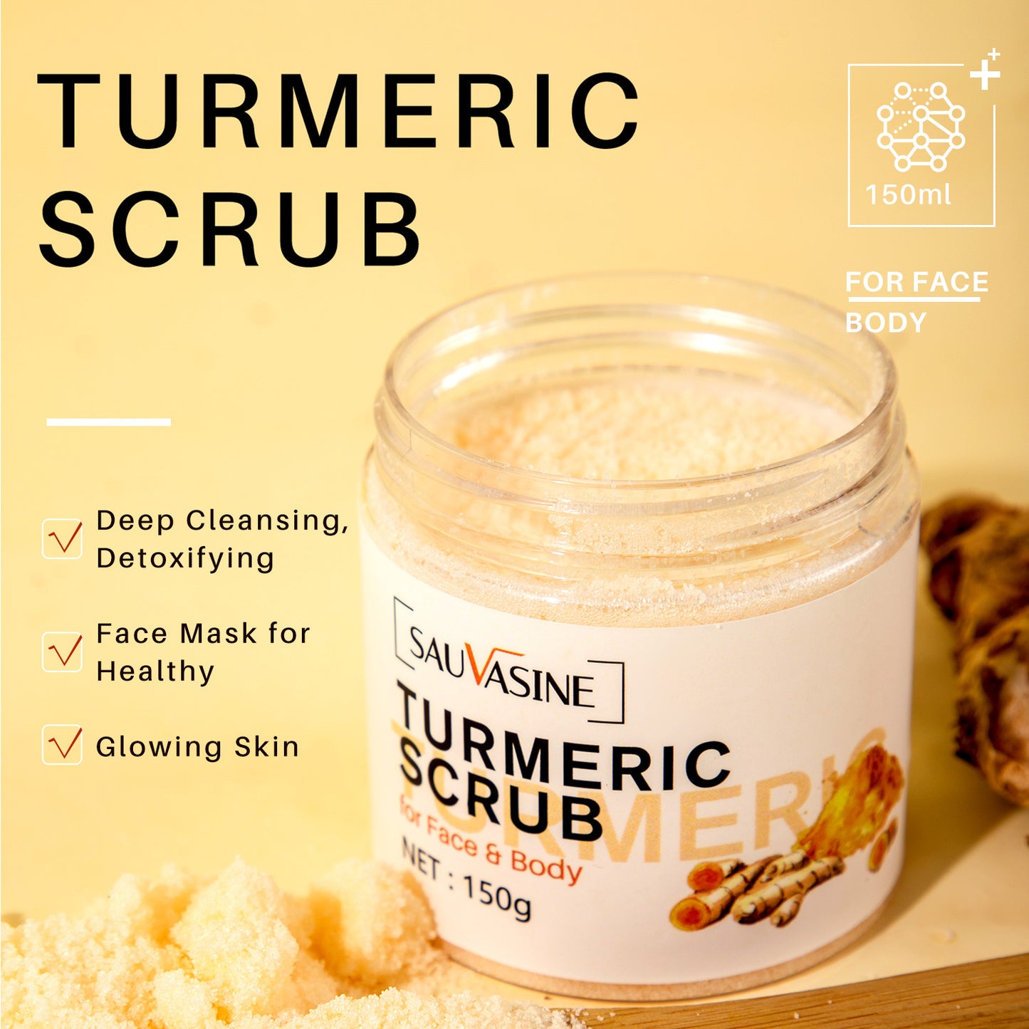 OEM Customized Turmeric Scrub, Deep Cleansing, Exfoliating, Brightening, Whitening Body Care Scrub 363