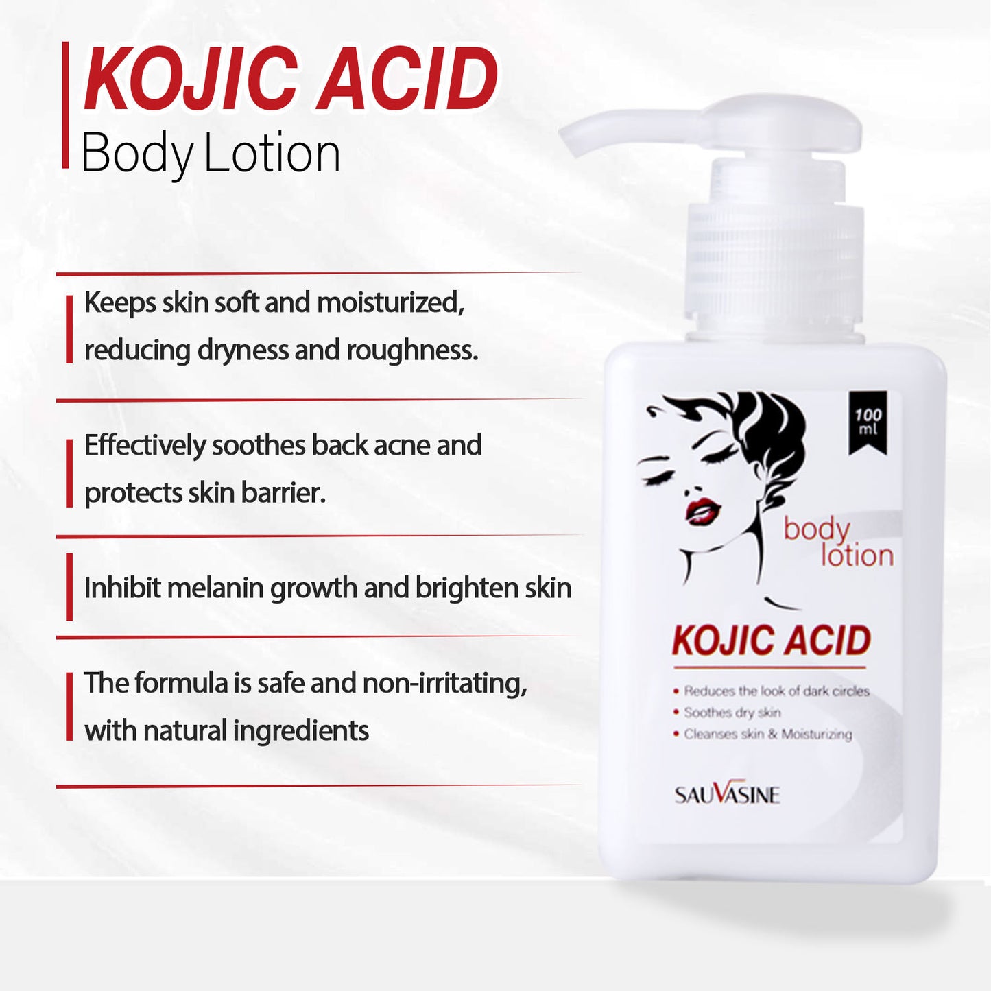 OEM Wholesale Kojic Acid Body Lotion, Moisturizing and Exfoliating, Private Label Body Cream 371