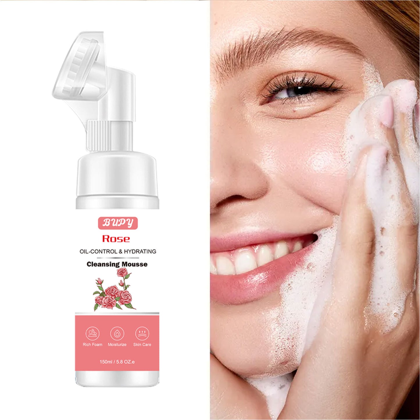 OEM & ODM Wholesale Rose Cleansing Mousse, Refreshing Oil Control, Cleansing and Makeup Removal, Moisturizing Face Cleanser 324