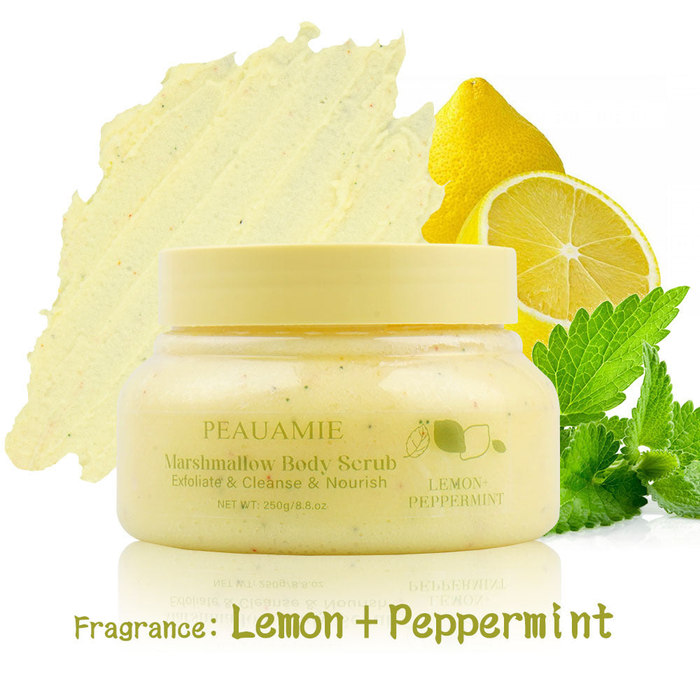 OEM Lemon Peppermint Marshmallow Fruit Scrub, Softening Cuticles, Body Massage, Cleansing Bath Salt Scrub 121