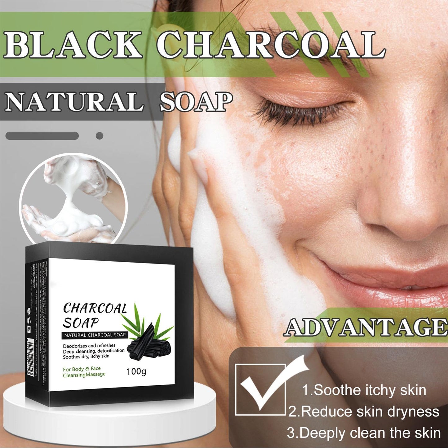 Personal Customized Black Charcoal Handmade Soap, Whitening Body Joints, Blackheads Removal 421