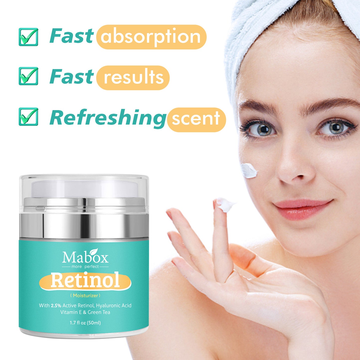 Wholesale Retinol Moisturizer Cream, Hyaluronic Acid, Vitamin E, Green Tea Fical Cream Supplier 306