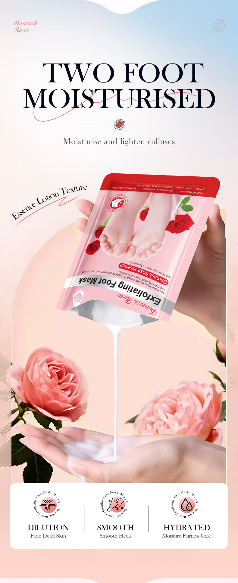 Wholesale Rose Foot Mask, Exfoliating, Deeply Moisturizing, Tender and Whitening Foot Masks Factory 465