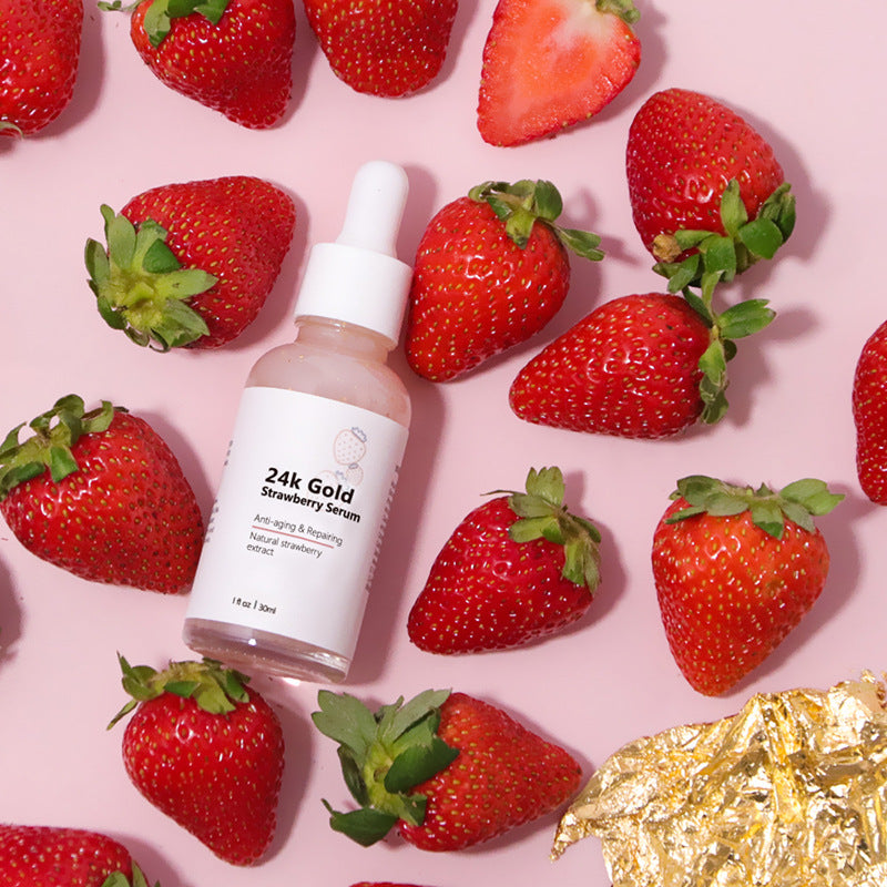 OEM Wholesale 24K Gold Strawberry Essence, Brightening Dullness, Moisturizing, Whitening Facial Serum 149