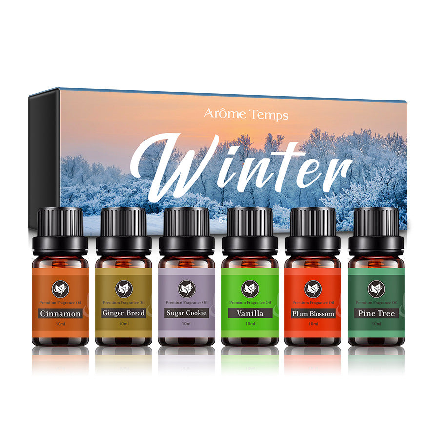 Customized Winter Cinnamon, Gingerbread, Sugar Cookie, Vanilla, Plum Blossom, Pine Tree, Private Label  Essential Oil Sets Gift Box Manufacturer 201