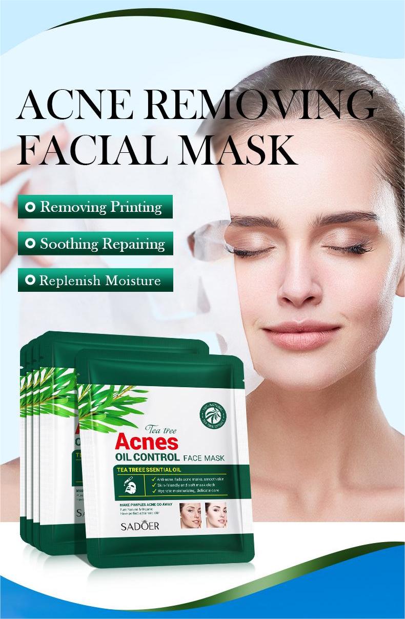 Wholesale Tea Tree Acnes Oil Control Face Mask, Tea Tree Essential Oil Facial Mask Factory 503