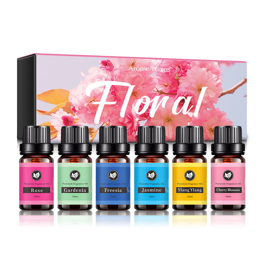 OEM Customized Floral Rose, Gardenia, Freesia, Jasmine, Ylang Ylang, Cherry Blossom, Private Label  Essential Oil Sets Gift Box Factory 195