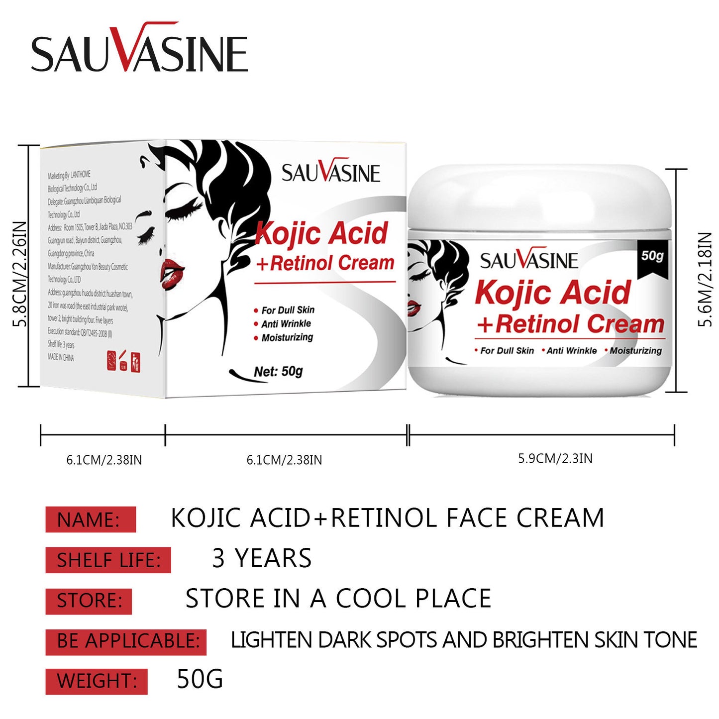 Wholesale Kojic Acid Face Cream, Moisturizing, Brightening Skin Tone, Removing Black Spots 393