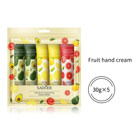 Wholesale Fruit Hand Cream Set Gift Box, 30gx5 Pieces, Avocado, Lemon, Grapefruit Hand Cream Manufacturer 443