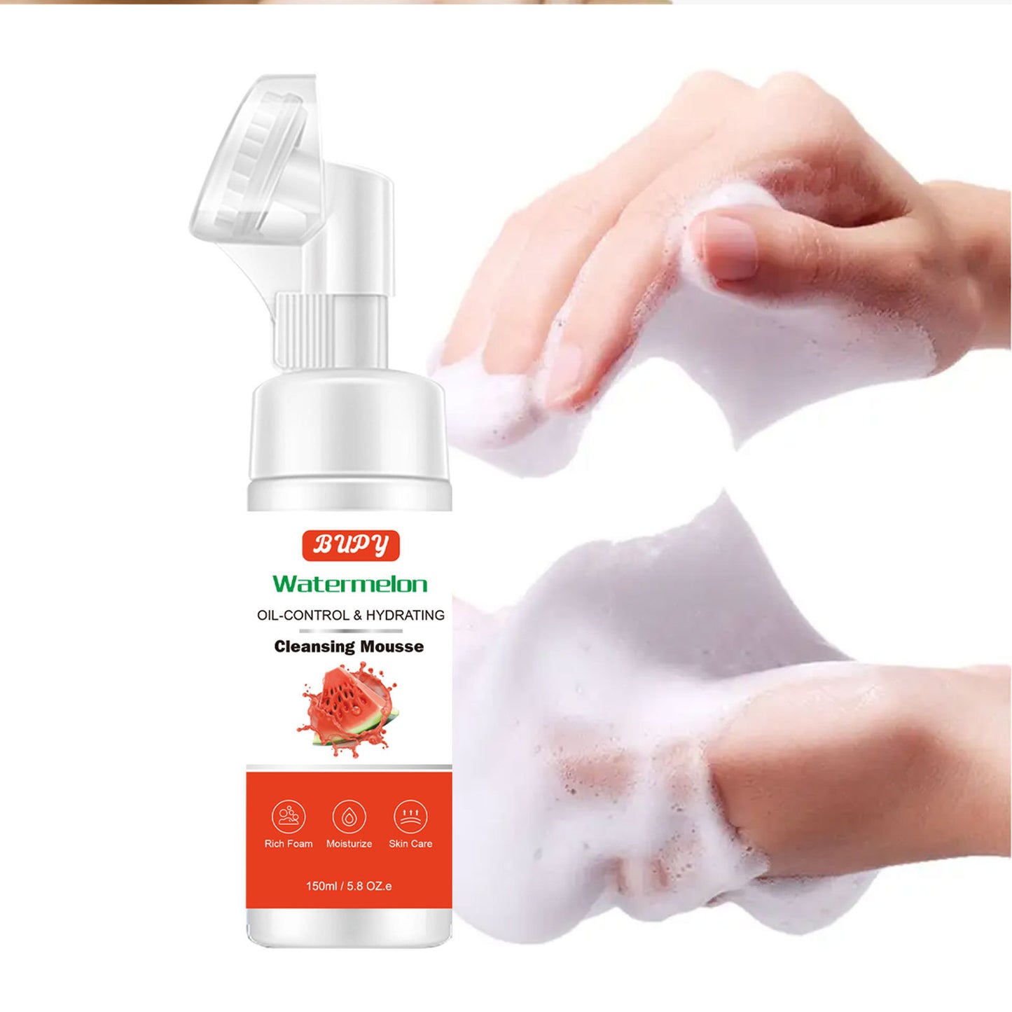 OEM & ODM Watermelon Cleansing Mousse, Soft Foam, Moisturizing, Cleansing and Makeup Removing Cleanser 329