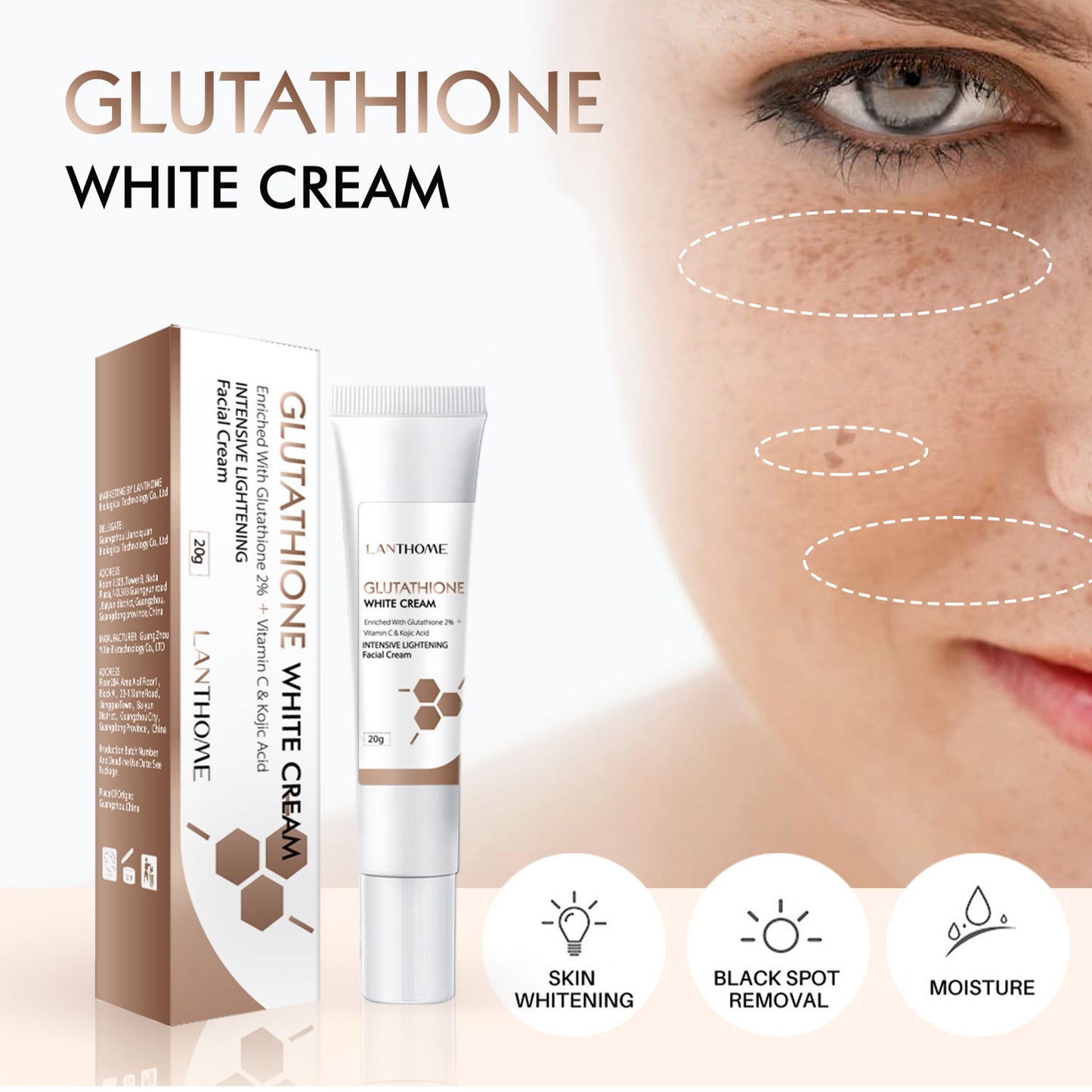 OEM & ODM 20g Glutathione Face Cream, Whitening and Spot Lightening Cream Manufacturer 364