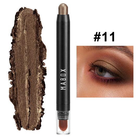 OEM Customized Shiny Coffee Brown Waterproof Eyeshadow Stick, Eye Makeup Highlighter Pen, Lying Silkworm Pen with Brush head 294