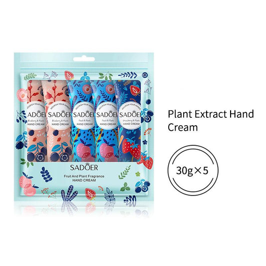 Wholesale Plant Fruit Hand Cream Set Gift Box, 30gx5 Pieces, Strawberry, Blueberry and Peach Hand Cream Customization 444