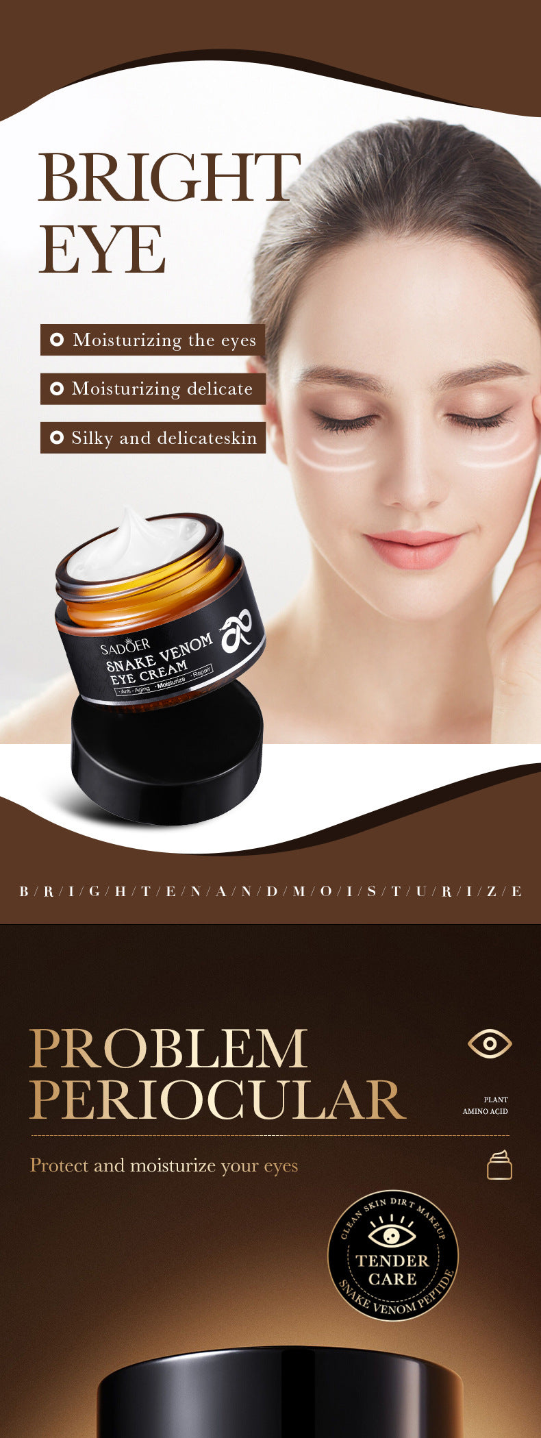 Wholesale OEM Snake Venom Eye Cream, Smoothen Eye Wrinkles, Firming Moisturize Eye Around Skin 539